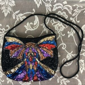 Vtg   NWOT   Cadaz sequin with beading small shoulder/handbag